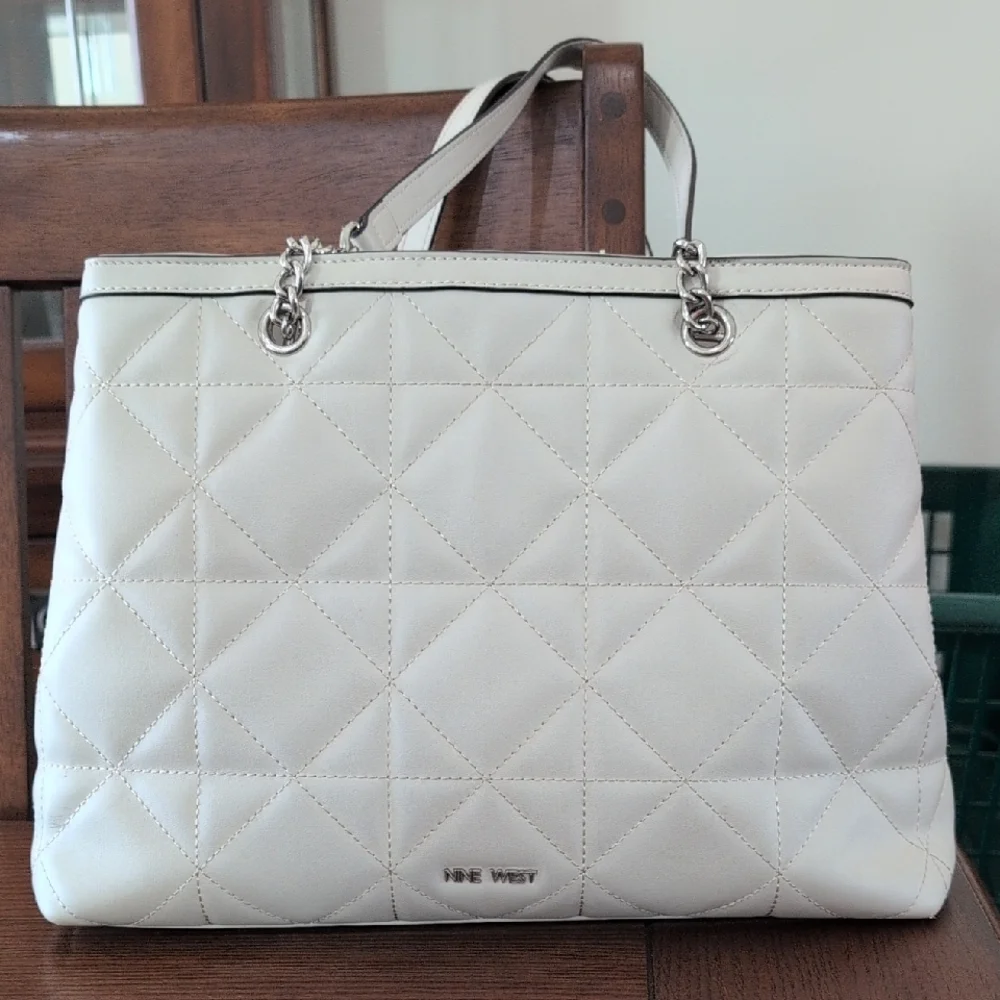 Nine West Cream Quilted Tote